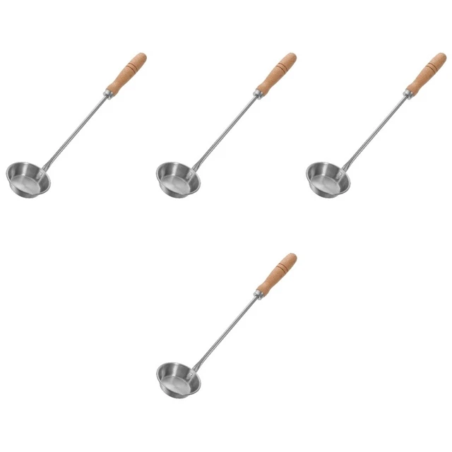 4x Antihaft Brat-Snackgriff-Löffel Küchenlöffel mit Metallgriff Pro Kuchen