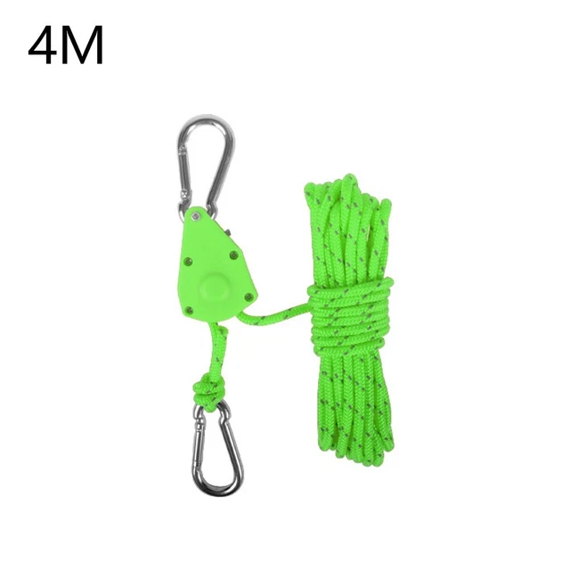 Système De Corde Réglable Avec Poulie - 4 M (vert Armée) - Pour Tentes, Auvents, Fixation Extérieure - 6