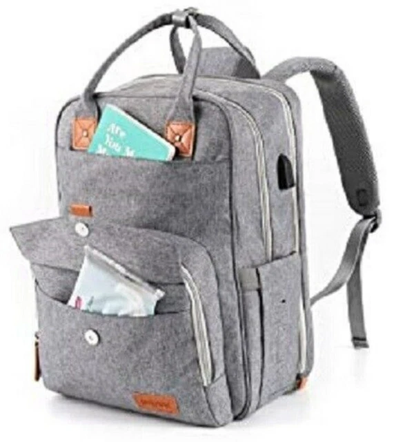 Qualyphant Diaper Bag 17L Backpack For Travel/Shopping, Easy Access Design Grey