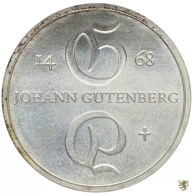 DDR, 10 Mark, 1968, Johann Gutenberg, Jg. 1523, unzirkuliert