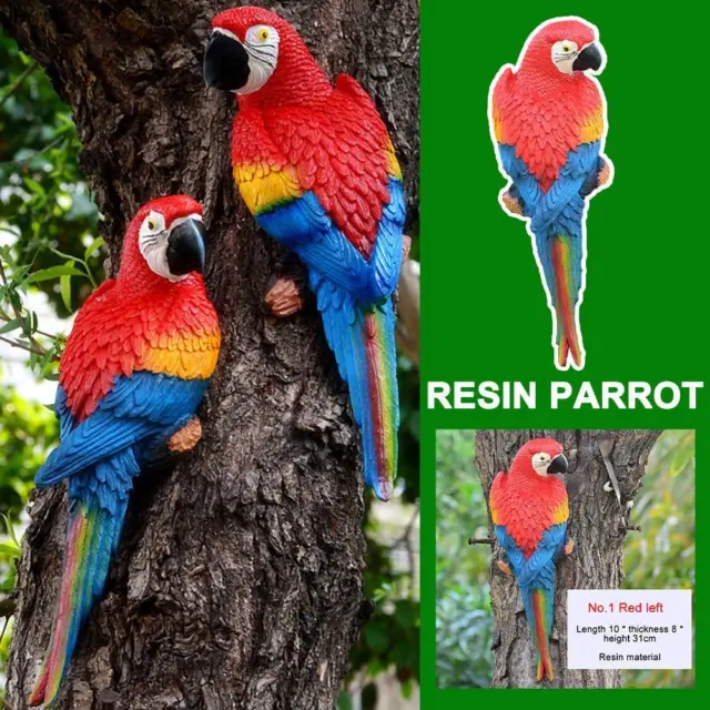 Resin Parrot Bird Ornament Outdoor Garden Tree Statue Decorate Sculpture) P0I4