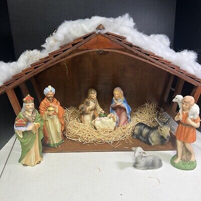 Vintage HOMCO Home Interiors Porcelain Christmas Manger Nativity Set #5216
