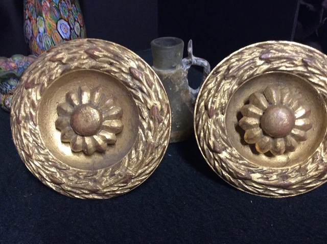 Vintage Pair of Palladio Italian Gilt-wood Curtain Tiebacks