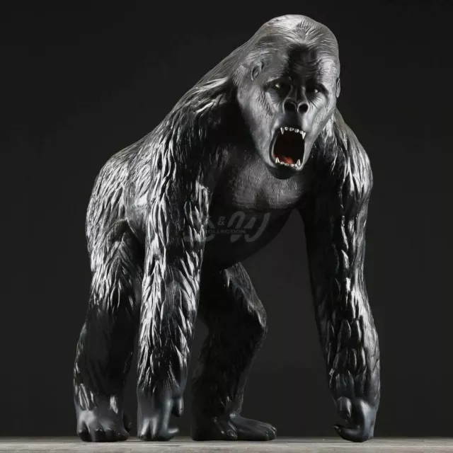 Deko GORILLA BRUCE BRÜLLEND schwarz 130 cm lebensgroß Garten Tier Figur AFFE ZOO