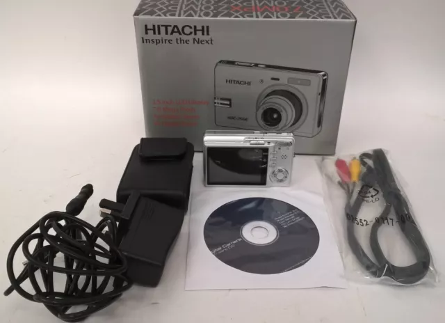 Hitachi HDC-756E 7.0MP Compact Digital Camera Silver Tested & Works #100
