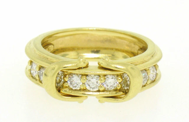 Jose Hess 18k Yellow Gold/Diamond Estate Double Buckle Ring .75ctw Jose Hess 18k Yellow Gold/Diamond Estate Double Buckle Ring .75ctw