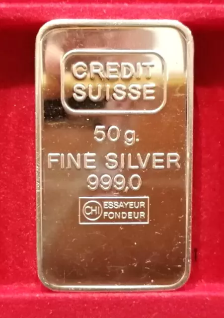 Lingotto  Credit Suisse   Argento Puro 0.999    50 Grammi    - Proof -