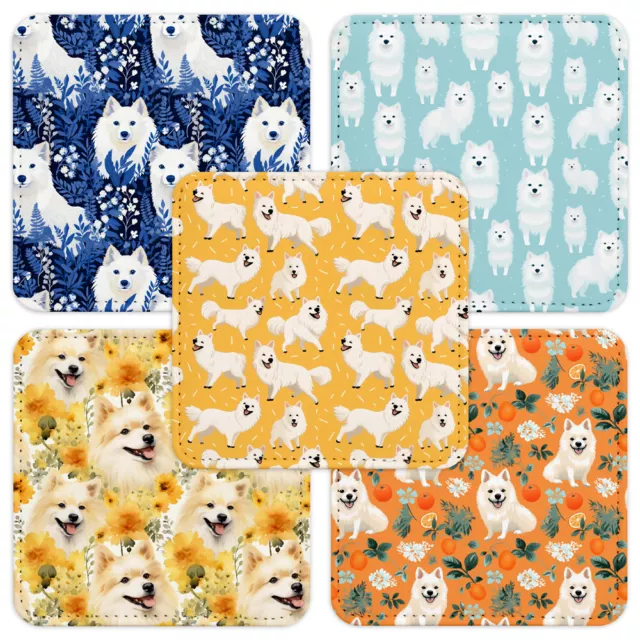 Coaster Drinking Placemat Mat|Cute American Eskimo Dog Puppy Canine Pattern #A2