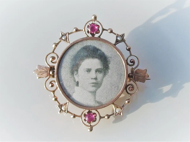Broche Ancienne Porte-photo Ou Cheveux XIXème Siècle - Argent/vermeil Rose - Occasion Avec Micro-rayures