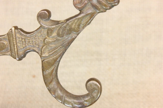 Old Coat Hook Bath Robe Fancy Mirror Cast Brass Leaves Vines 1880’s Mansion 6