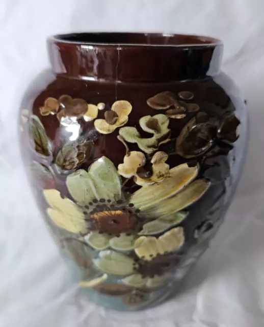 French Barbotine Impasto Floral Vase, Circa Late 19Thcentury (A)