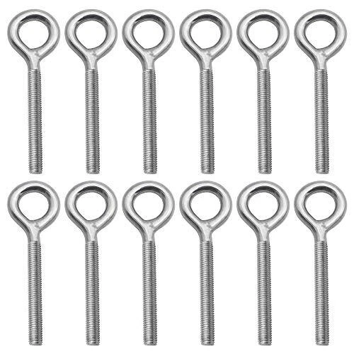 PLCatis Lot de 12 Boulons à Anneau M6 x 70mm en Acier Inoxydable 304 - Tiges ...