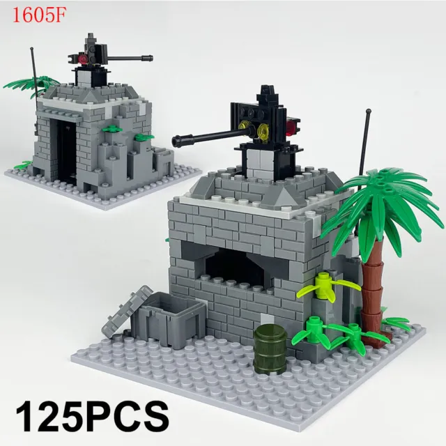 MOC Military PDF Paper Instructions Turret Bunker Post Mini Army Figures Set DIY