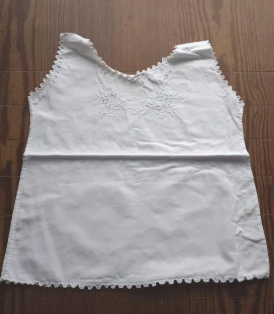Gilet antico edoardiano bambino ricamo lino taglio petto 60 cm ~ lino antico
