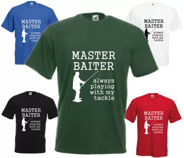Master Baiter Funny Fishing T Shirt Joke Fisherman Tee Men's Comedy Tackle Top