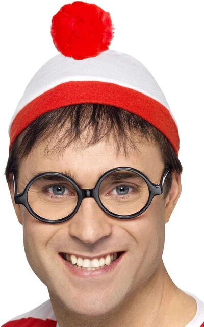 Wheres Wally Instant Kit Kids Red White Top Hat and Glasses