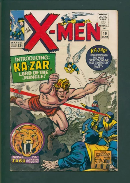 X-Men #10 1965 1st Appearance of Ka-Zar! 3.5-4.5