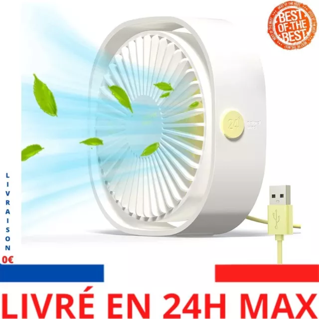 Simpeak Mini Ventilateur USB Portable Silencieux 3 Vitesses Réglable Bureau Camp