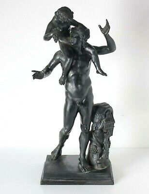 Italian 19th Century Patinated Bronze figure of Satyr with infant Dionysus