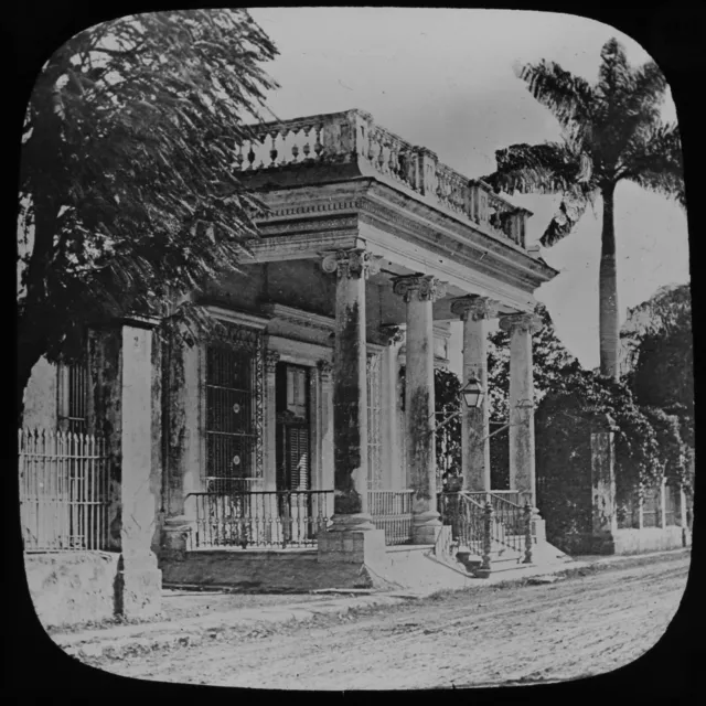 ANTIKE magische Laterne Rutsche COLUMBUS MAUSOLEUM C1898 FOTO SPANISCH AMERIKANISCHER KRIEG