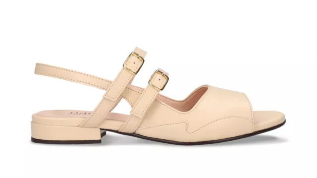 Chaussures véganes femme slingback plates sandales lanieres boucle en Apple Skin