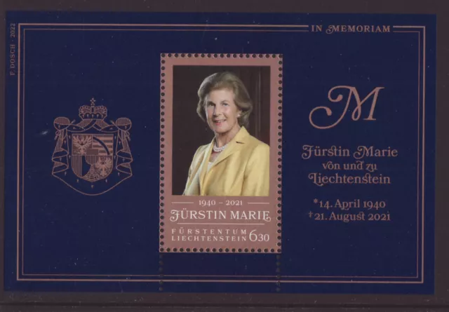 Liechtenstein 2022 MNH - In Memoriam of Princess Marie of Liechtenstein- m/sheet