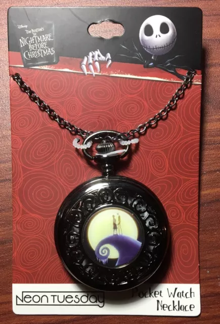 Disney The Nightmare Before Christmas Jack & Sally Pocket Watch Style Necklace