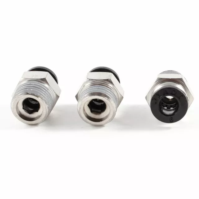 3Pcs 1/4"PT 6mm Filetage mâle de pneumatique à connecteur rapide