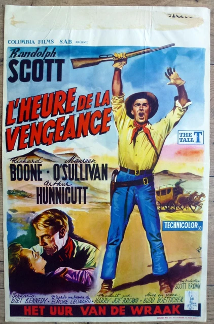 belgian poster western THE TALL T, RANDOLPH SCOTT, RICHARD BOONE, DILIGENCE WIK