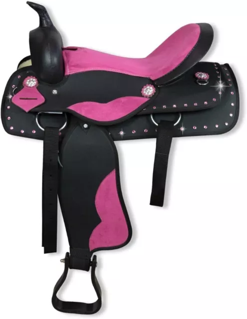 Western Adult Horse Saddle Tack Barrel Racing,Get Matching Headstall,Synthetic