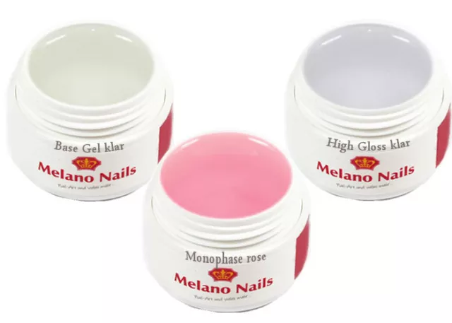 UV Gel Spar Base Haft+Monophase Gel rosa+ High Gloss Gel 3x15ml Set-56