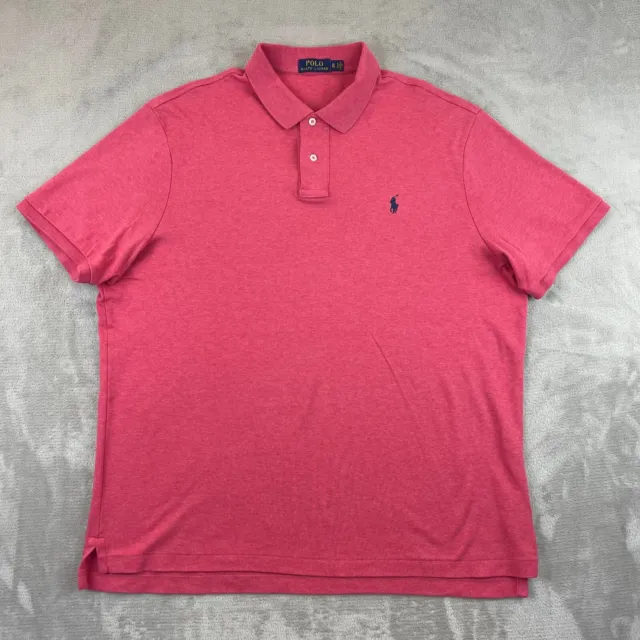 Polo Ralph Lauren Shirt Mens XL Oasis Pink Short Sleeve Blue Pony Preppy