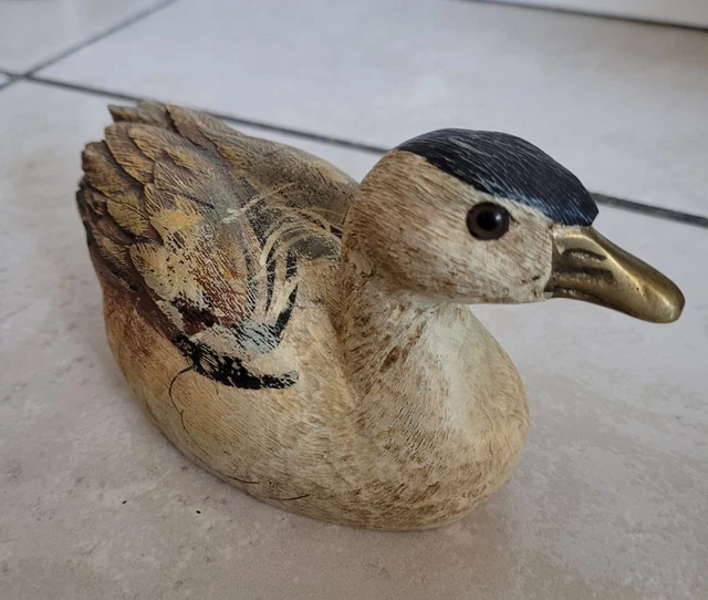 Sculpture Canard En Laiton – Vintage Années 70, Fait Main, Hauteur 24,5 Cm