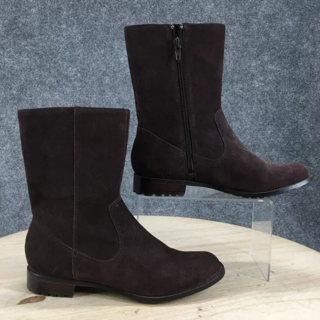 Calvin Klein Boots Womens 6.5 M Terra Mid Calf Ankle Booties E7043 Brown Suede