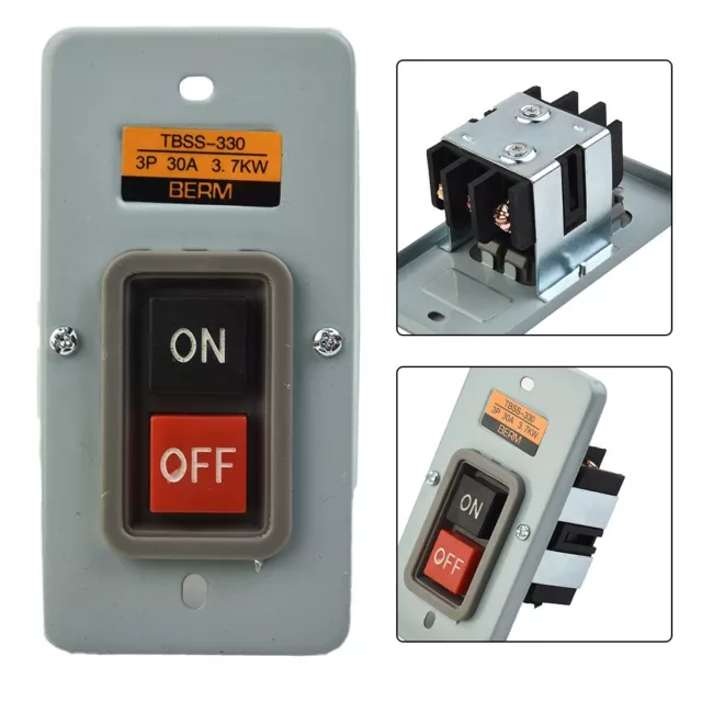 1pc TBSP-330 3 Phase 3.7Kw Waterproof 30A Power Push Button Switch ON/OFF