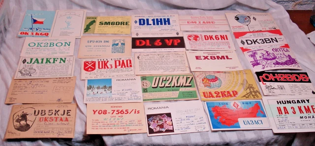 Lot Of 54 Vintage Qsl Ham Radio Cb Cards From Across The World