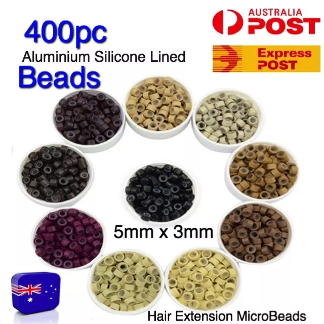 Hair Extension Micro Ring Beads 400 Silicone Lined 5mm x 3mm HIGH QUALITY Links