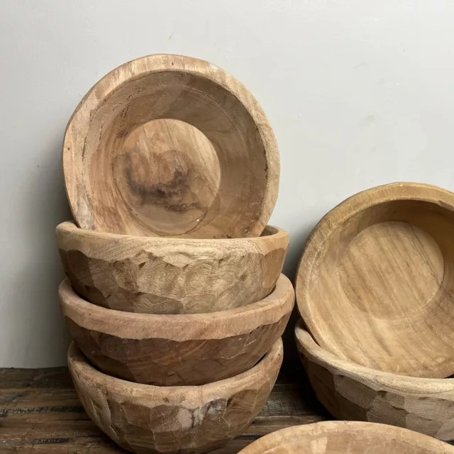 Small Wooden Dough Bowl - Hand Carved Wooden Dish - Rustic Bowl - £18 Each 2