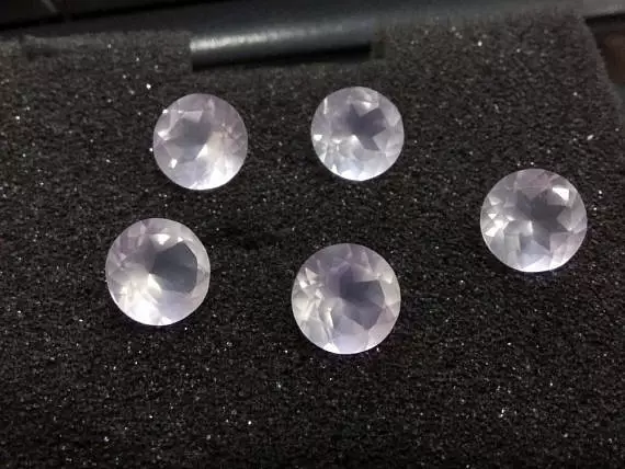 Naturel Rose Quartz à Facettes Rond Coupe 10x10 MM 1 Pièces Lot Desseré Gemme E