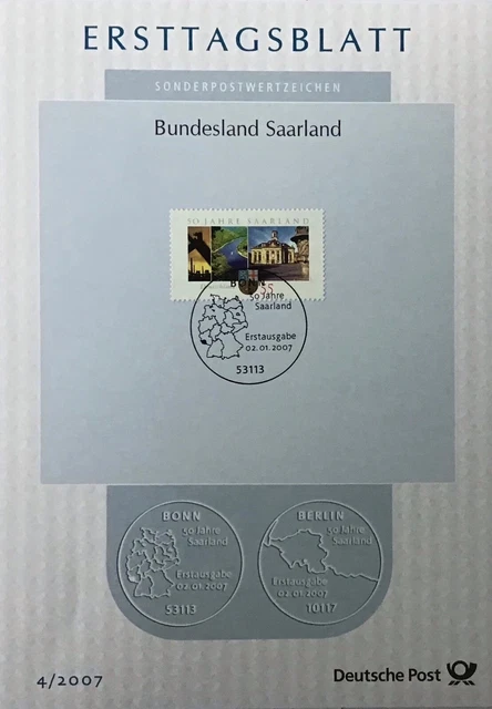 ETB 4/2007 - Mi.-Nr. 2581 - 50 Jahre Bundesland Saarland