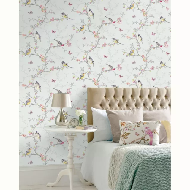 Statement Phoebe Birds Ornithology Wallpaper Soft Teal Holden Decor - 98083