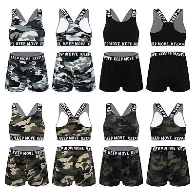 Ragazza Bikini Tankini Set Tank Top + Shorts due divisori DANZA CLASSICA MAGLIA SPORT SET