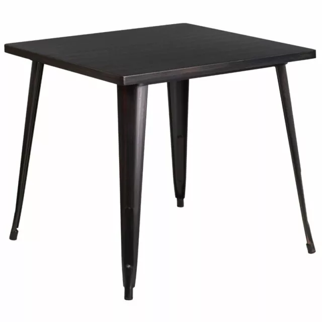 Flash Furniture 32" Square Metal Dining Table in Black and Antique Gold