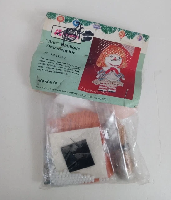 Nuevo Kit Adorno Vintage 1974 LeeWards Raggedy Ann #16-47395 Hecho en Japón