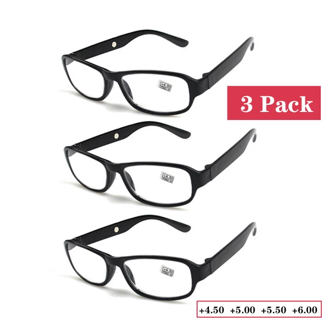 3 pcs Magnet Reading Glasses Women Men's Black Platic Frame +450 +500 +550 +600