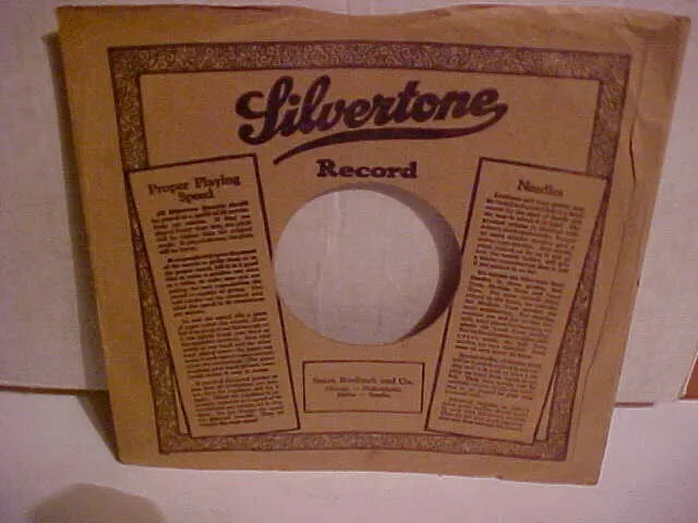 Vintage 10 In. 78 Rpm "Silvertone" Records Paper Sleeve Only No Record