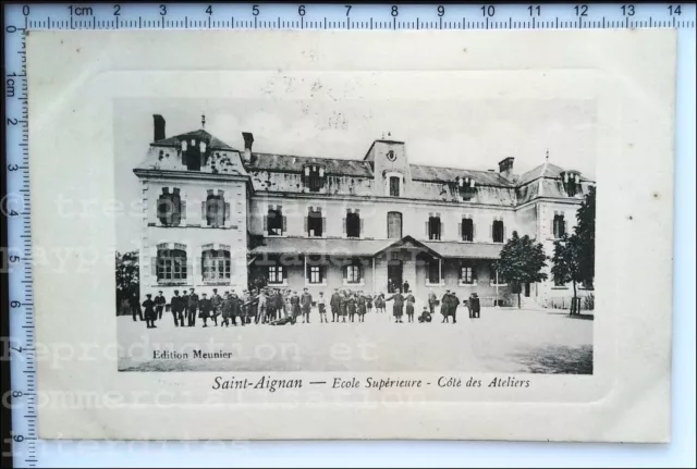 41 Saint-Aignan École Ateliers 1911 Rare Carte Postale Animée Lycée Écoliers Cpa