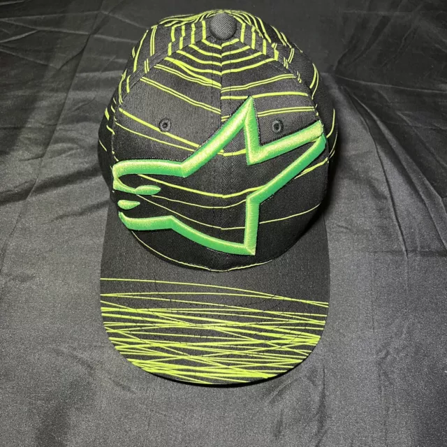 Alpinestars Astars Flexfit Baseball Cap Hat Size S/M Embroidered Green Black