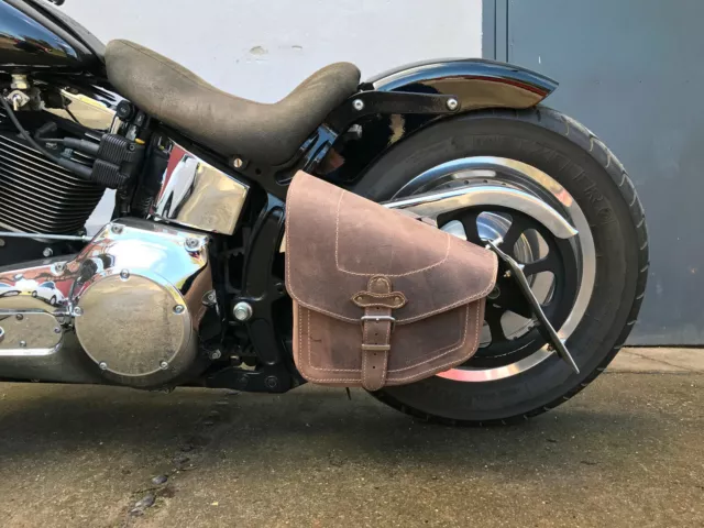 ODIN braun Satteltasche passend für Harley Fatboy heritage Softail Echtleder HD