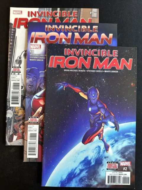 The Invincible Iron Man #2 8 And 9 Main Cover 2017 Marvel Comics RIRI Very Fine